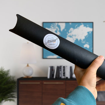 Sustainable tube packaging for posters from firewood prints