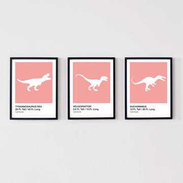 Dinosaur Prints Pink Tones for Bedroom Nursery Wall Art