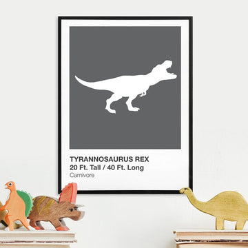 Dinosaur Prints Grey Tones for Bedroom Nursery Wall Art