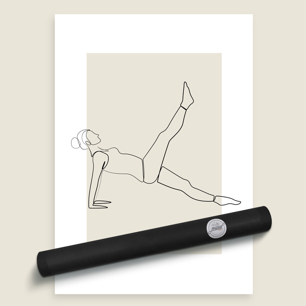 Pilates Leg Pull Back Pose Line Art Studio Print with Packaging