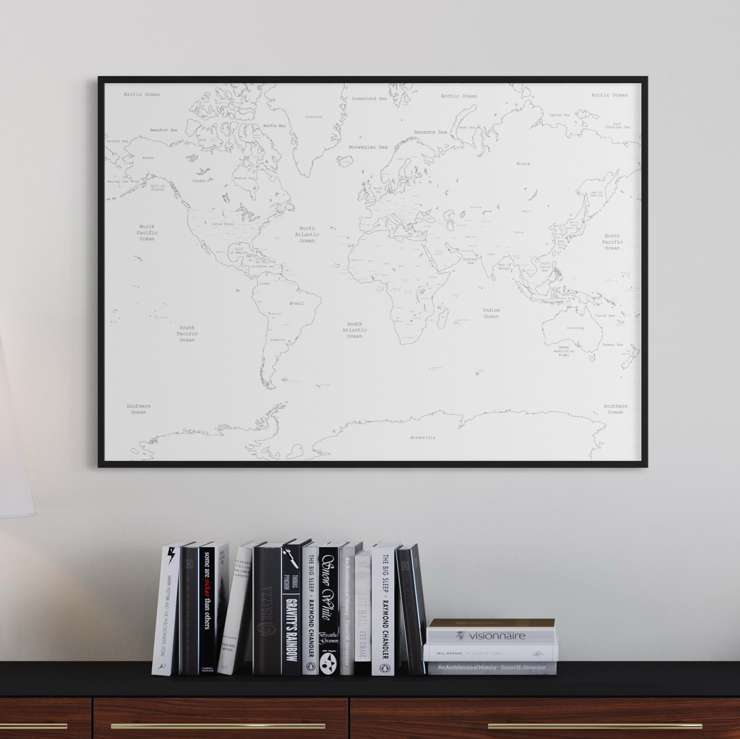 White Blank World Map Travel Poster Print