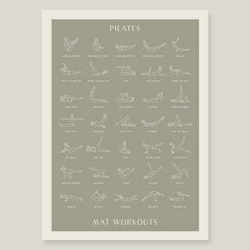 Pilates Mat Workout poster print sage olive green