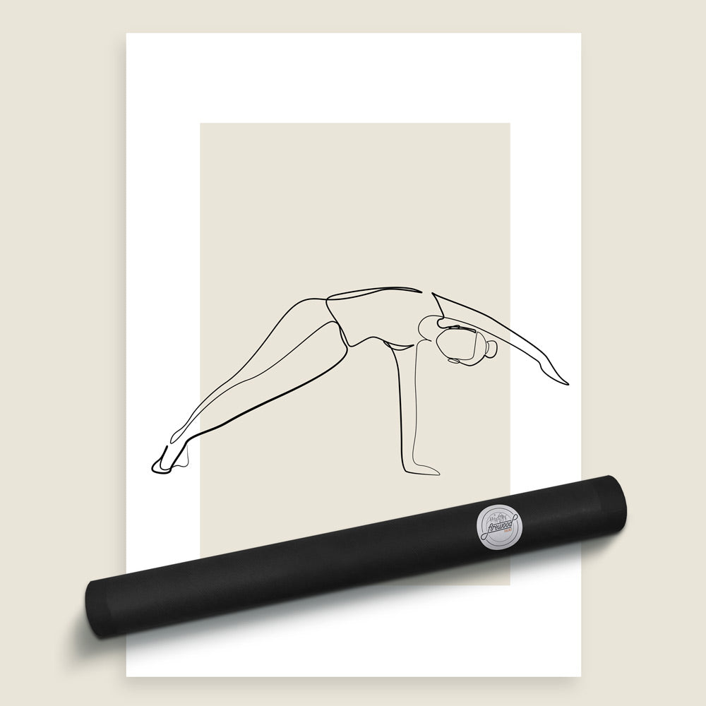 Pilates Side Bend Pose Line Art Studio Print with Packaging