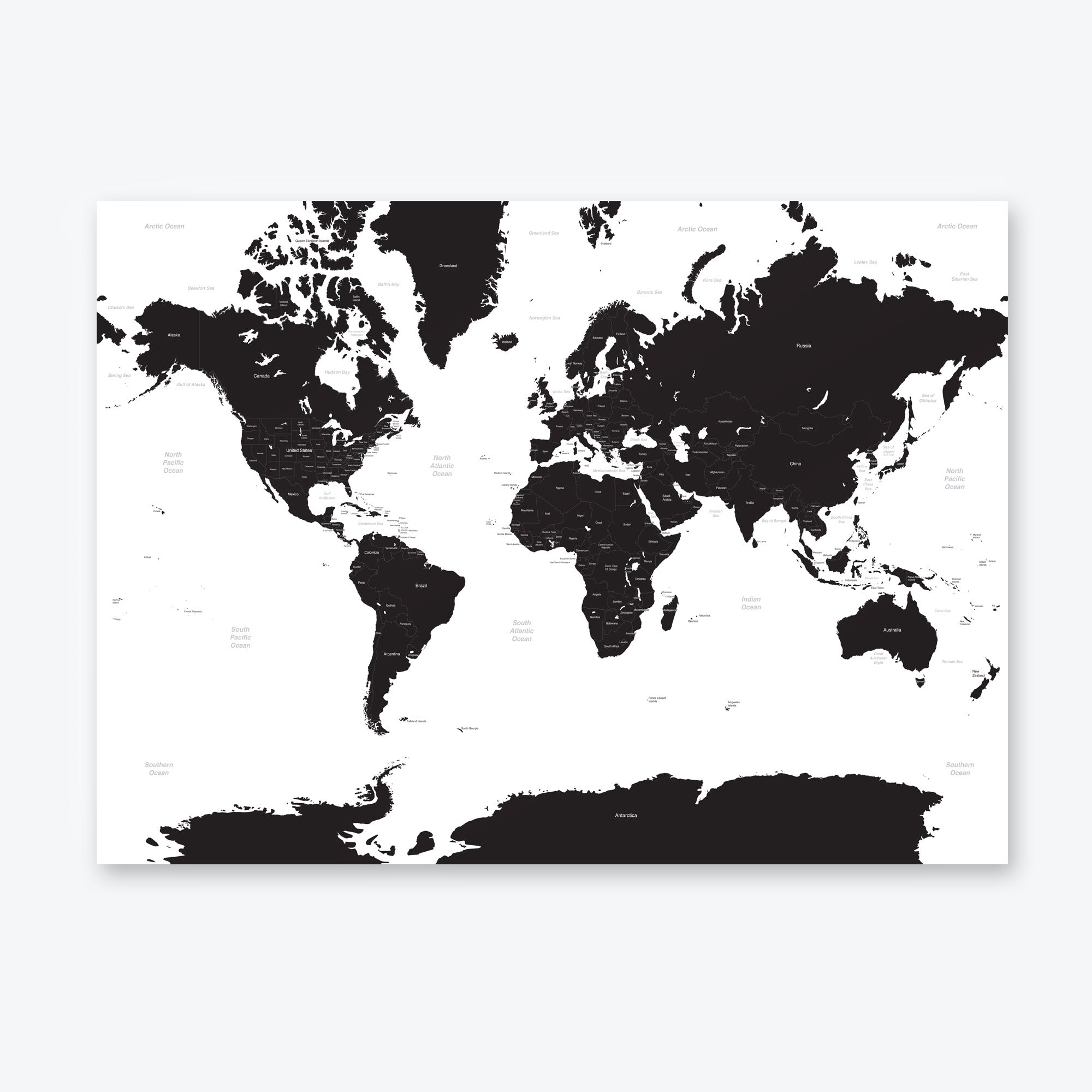 White Sea Black Countries Map of the World